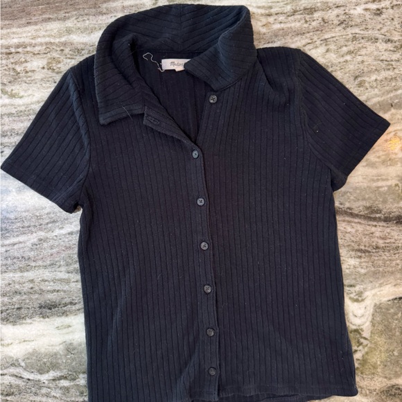 Madewell Ribbed Polo Button-Front Tee Womens Size XS - Picture 3 of 4